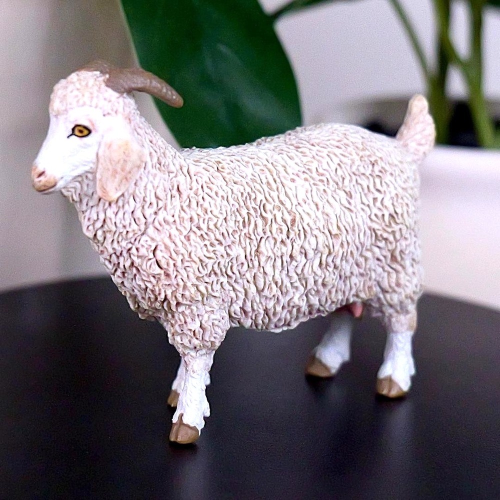 Angora Goat Farm Animal Figurine - Hand Painted Farm Animal Toy Action Figure - Picture 4 of 15